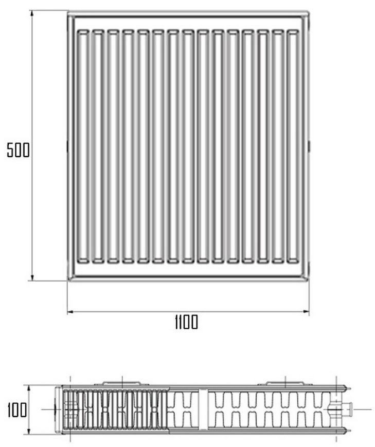 Радиатор стальной IMAS 22 (500x1100) мм нижнее подключение I225001100VK - I225001100VK