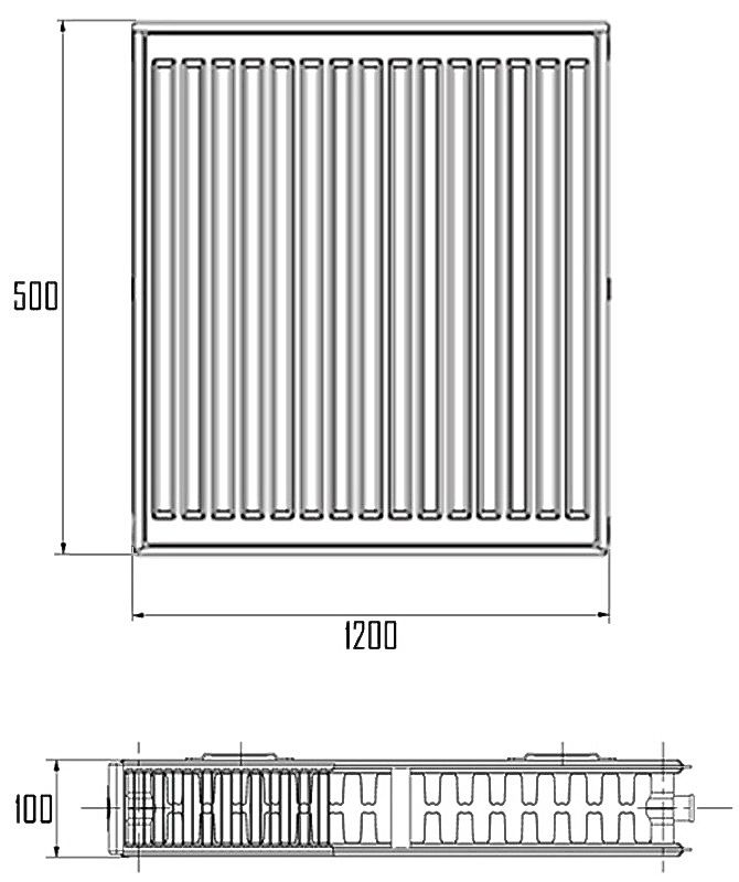 Радиатор стальной IMAS 22 (500x1200) мм нижнее подключение I225001200VK - I225001200VK