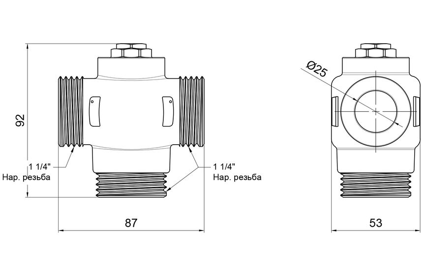 Трехходовой антиконденсационный клапан SD FORTE 1 1/4" 55 °C с внешней резьбой SF393W32 - SF393W32